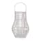 Hello Honey® 11.7" Whitewashed Round Hand-Woven Bamboo Lantern with Handle & Glass Insert